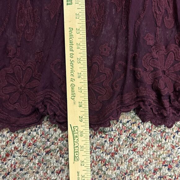 Lane Bryant Burgundy Sheer Embroidered Lace Babydoll Peplum LS Top Size 14/16 - Picture 13 of 13